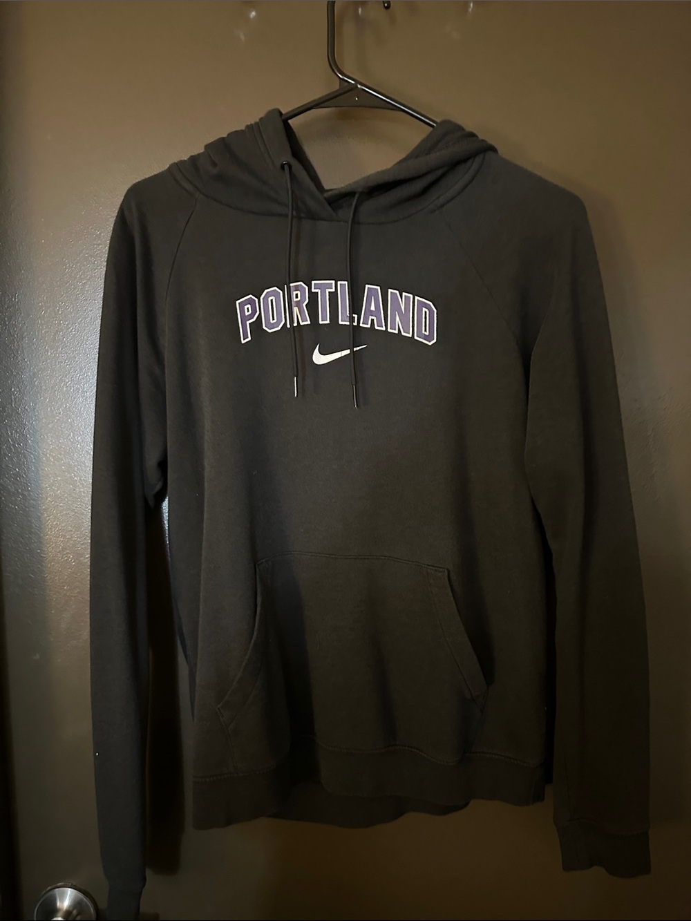 Nike Black Portland Pullover Hoodie with White Swoosh